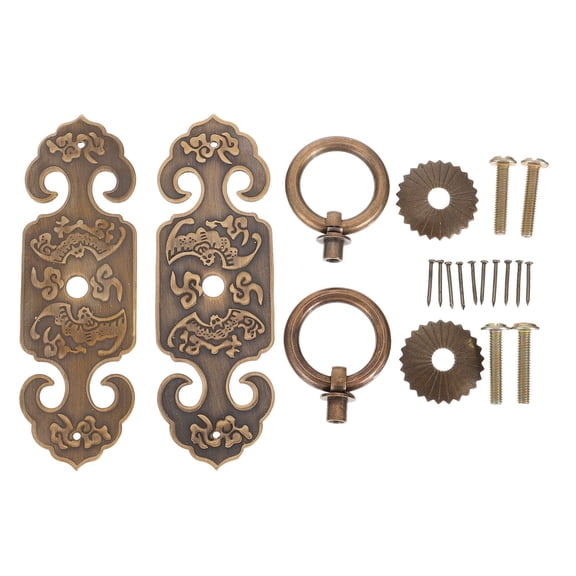 FESTFENDS 2Pcs Antique Copper Oval Wardrobe Handle for Furniture Upgrade 1.6X0.8in