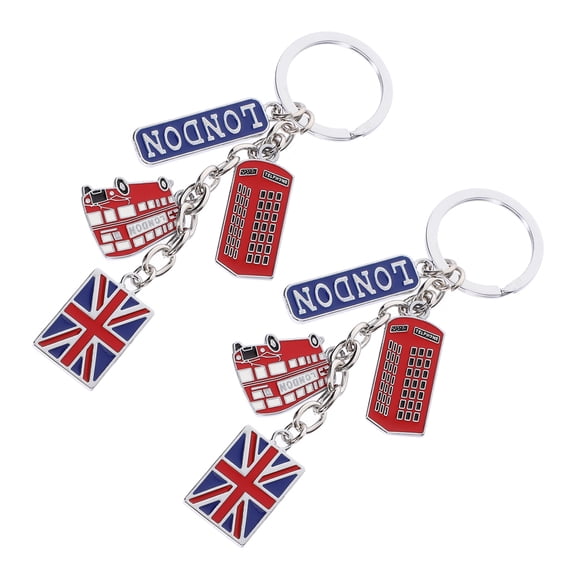 FESTFENDS 2-Pack London Keychain Zinc Alloy Keyring Compact Key Accessory for Everyday Use and Business Travel