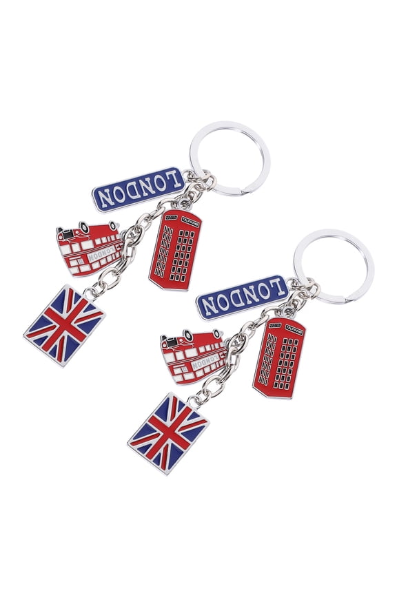 2Pcs British Style Keychain London Keyring Zinc Alloy Compact Key Accessory For Daily Use And Business Trips