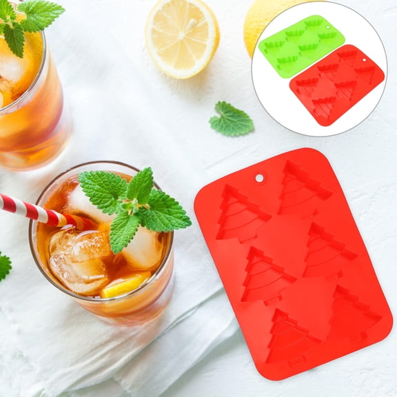 FESTFENDS 2Pcs Christmas Tree Shaped Silicone Molds for Baking Diy Crafts Making Red .8X6.7X1.2in