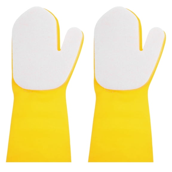 FESTFENDS 2Pcs Cleaning Gloves for Laundry Cleaning with Sponge Yellow