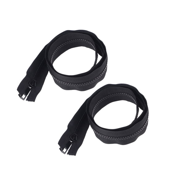FESTFENDS 2Pcs Double Open-End Zippers for Jackets Clothes Zippers Black Resin 80cm