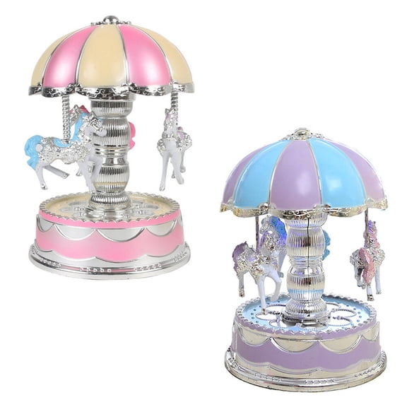 FESTFENDS 2Pcs Kids Presents Carousel Toys Musical Box Carousels Plastic Desktop Ornament for Women Cafe Shop