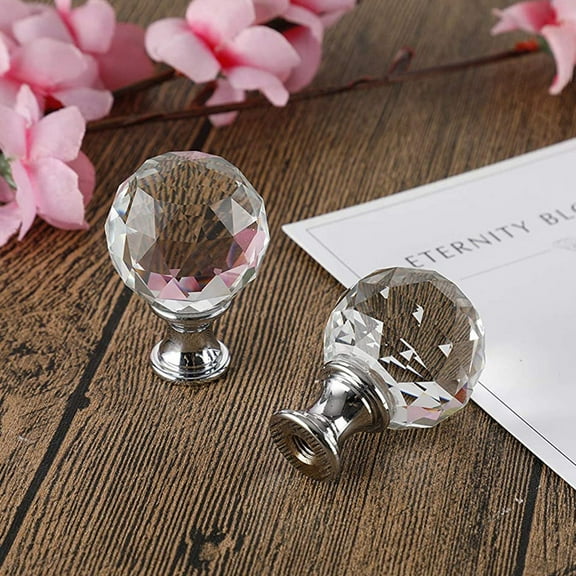 FESTFENDS 2Pcs Lamp Finial Cap for Floor Light Crystal Round Decorative Hardware 1.8x1.1x1.1in