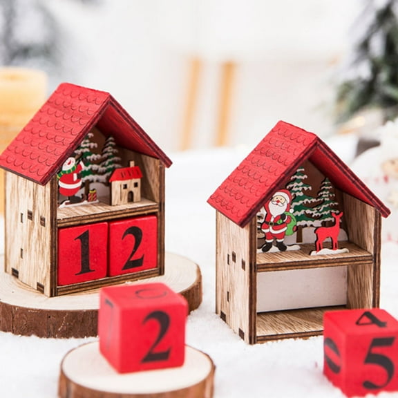 FESTFENDS 2Pcs Perpetual Block Calendar for Desk Retro Feel Red Wood with Rustic Finish 11.8x3.5x2.4in