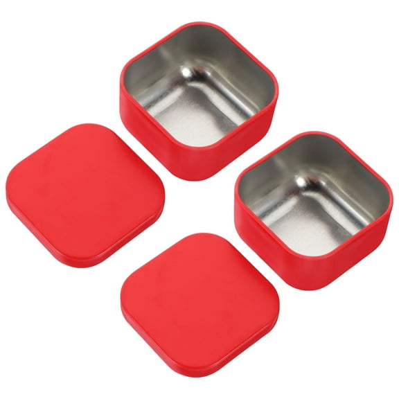 FESTFENDS 2Pcs Small Tinplate Jars for Candles and Storage Square for Home Decor