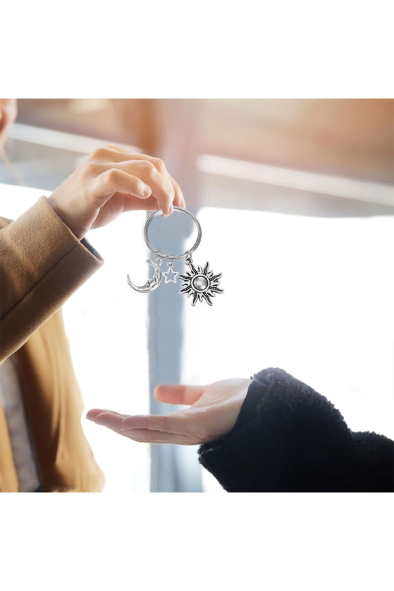 2Pcs Unique Key Holder Moon Shaped Keychain with Aesthetic Star Moon Design for Bag Pendant Purse Jewelry