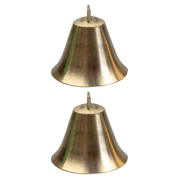 FESTFENDS 2Pcs Copper Bell Pendant Golden Christmas Hanging Decorations for Tree Door Window