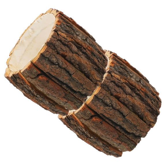 FESTFENDS Wood Pot Wooden Log Planter Natural Bark 2Pcs Cottagecore Decor Waterproof
