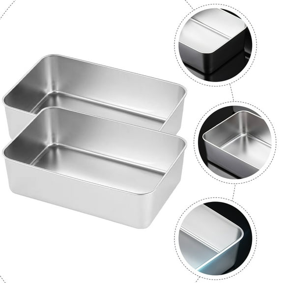 FESTFENDS 2pcs Stainless Steel Baking Pan Rectangular Cake Pan For Baking Nonstick