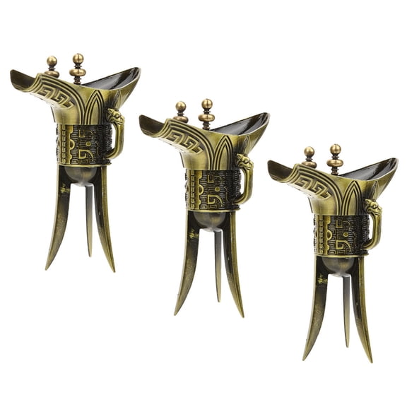 FESTFENDS 3Pcs Alloy Drink Cup Chinese Ancient Style For White Wine Vodka Cordials Home Bar