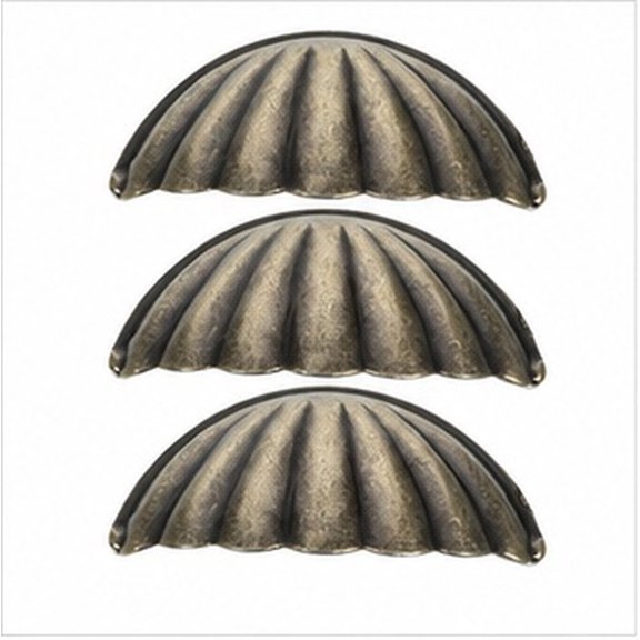 FESTFENDS 3Pcs Vintage Zinc Alloy Semi Circle Shell Pattern Drawer Pulls Olive Green Cabinet Knobs