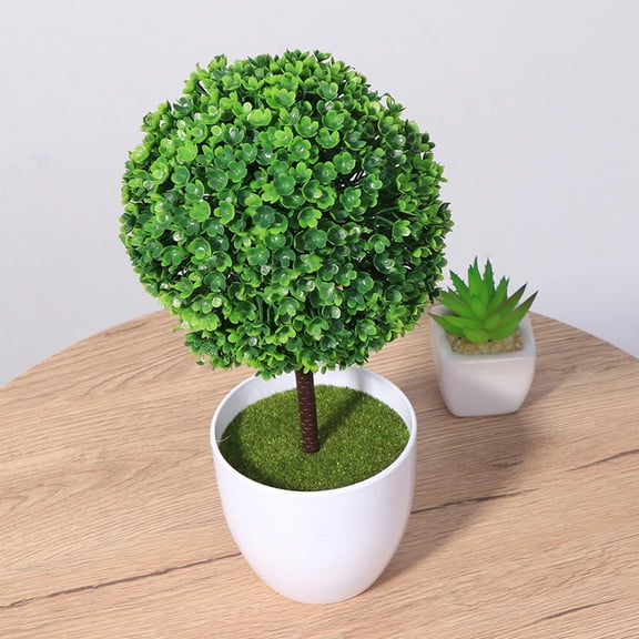 FESTFENDS 3Pcs Faux Flowers Bonsai Decoration Artificial Topiary Plants Green Plastic Home