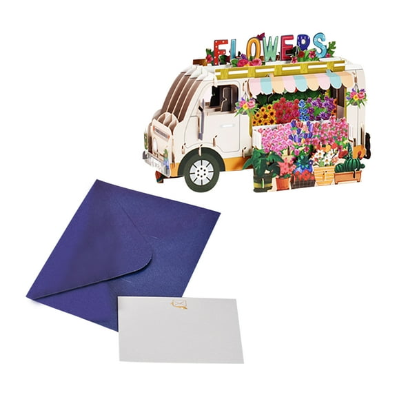 FESTFENDS Flower Car Cards Birthday Party Invitation Cards Assorted Color 3Pcs