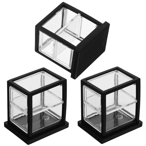 FESTFENDS 3Pcs Plastic Action Figure Display Box for Dollhouse and Collectors in Black