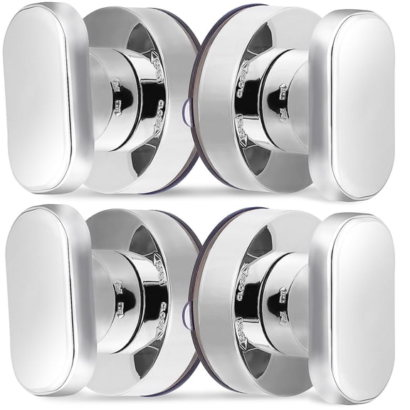 FESTFENDS 4Pcs Silver Rectangular Suction Cup Door Handle for Bathroom Kitchen Easy Install and Remove