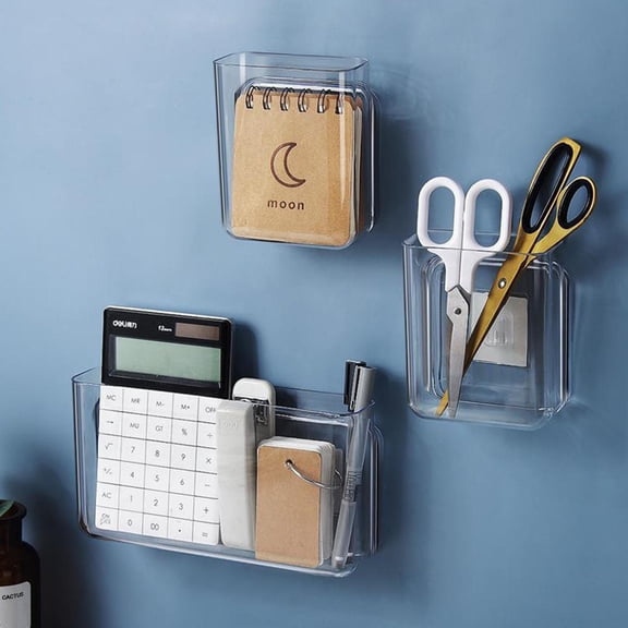 FESTFENDS Wall Mounted Organizer Bins Transparent 4.7x3.9in
