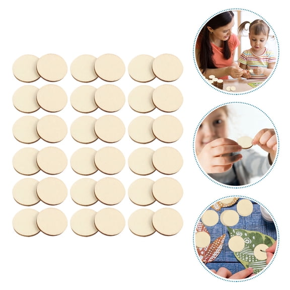 FESTFENDS 50pcs Round Wood Pieces for Sign Making Decorations for Crafters Beige