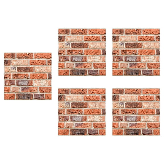 FESTFENDS 5Pcs 3D Brick Pattern Wall Sticker With UV Surface Treatment For Modern Wall Decor
