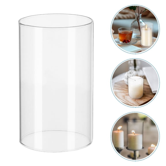 FESTFENDS 5Pcs Clear Glass Hurricane Candle Holders Modern Rustic Table Decor for Weddings