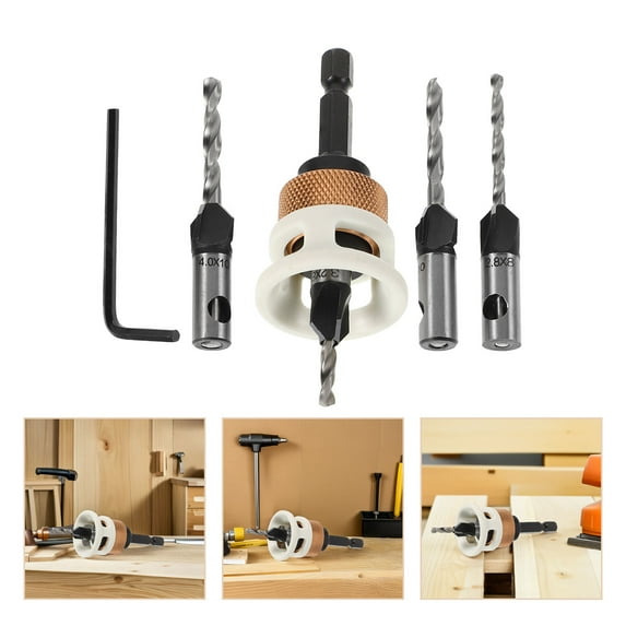 FESTFENDS 6Pcs Adjustable Countersink Drill Bit Set Carbide Tip for Cabinet Installation Tools