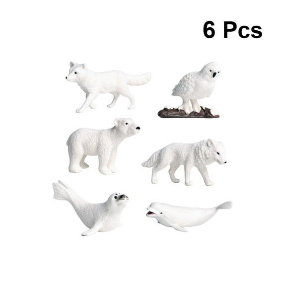 FESTFENDS 6Pcs Arctic Animal Models Plastic Various Animals Realistic Decoration Home Decor 11.8*7.9*3.9in