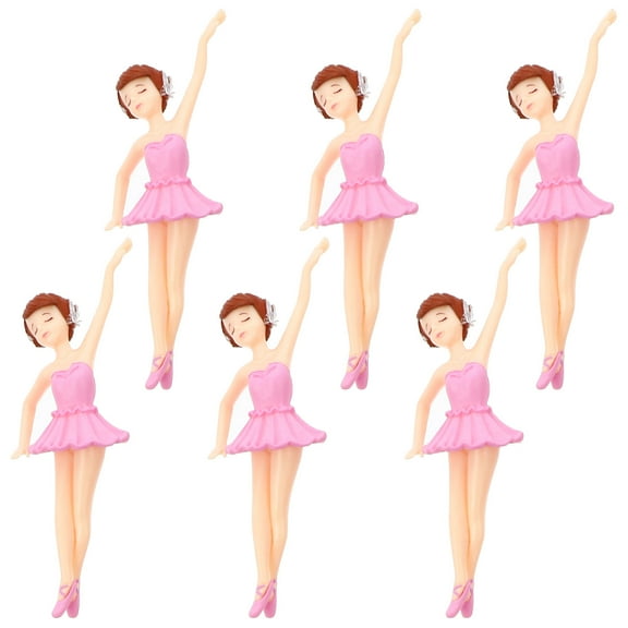 FESTFENDS 6Pcs Ballet Girl Cake Topper White Purple Plastic Elegant Ballet Girl Dancing Dancer Figurine For Girls Women