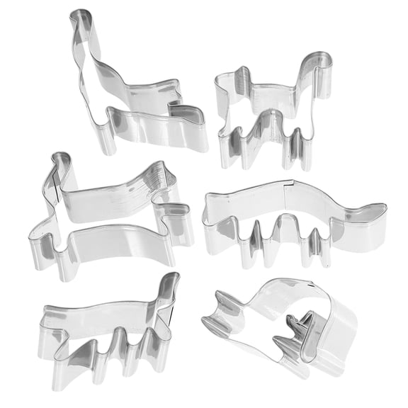 FESTFENDS 6-Piece Cat Shape Stainless Steel Cookie Cutters for Baking, Fondant, Dough, and Clay Crafts