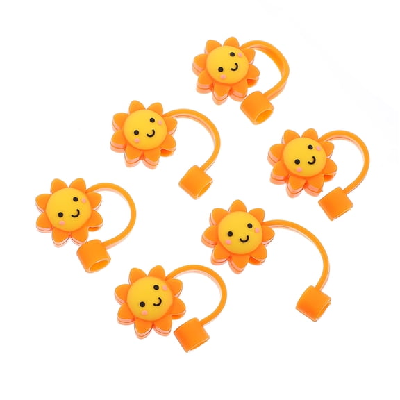 FESTFENDS 6Pcs General Users Drinking Straw Covers Assorted Color Silicone Leakproof Sealing Effect