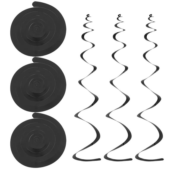 FESTFENDS 6Set Spiral Pendant Party Streamers Hanging Black Festive Sophisticated Decor For Birthday Party