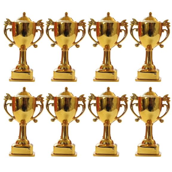 FESTFENDS Chic Golden Plastic Trophy Ornaments for Cake and Party, 8Pcs