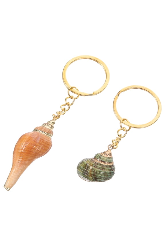 Beach Keychain Seashell Shaped Metal Romantic Decor for Graduation Thanksgiving 2Pcs