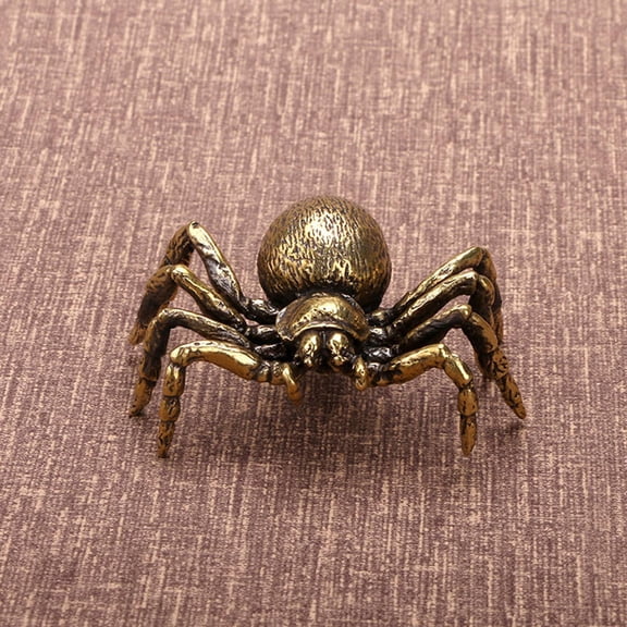 FESTFENDS Brass Spider Statue Spider Ornaments Desktop Decoration, Copper Spider Figurine Zen Meditation Accents Supplies