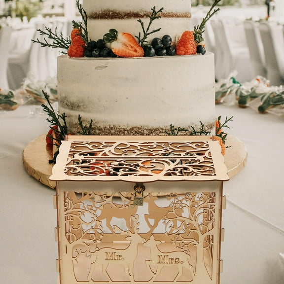 FESTFENDS Rustic Wedding Decorations Wood Storage Family Joyful Events 1 Set