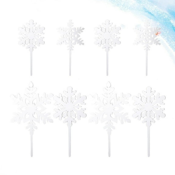 FESTFENDS Snowflake Cake Toppers Acrylic White 20Pcs 4.4x2.7x0.1In