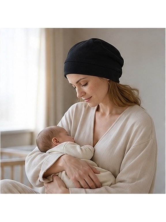 Comfortable Cotton Sleeping Cap Breathable Hair Cover Beanie Hat for Postpartum and Sleep