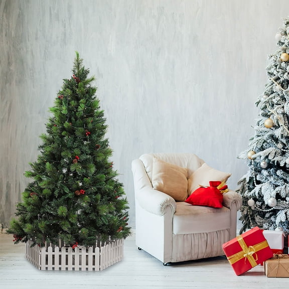 FESTFENDS Detachable White Fence Prop Christmas Tree Base Edge Space Saving 19.65X7.86X0.39in 1Set