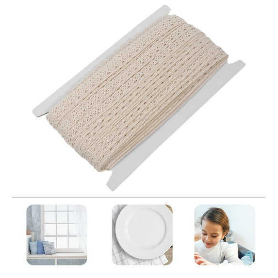 FESTFENDS Durable Cotton Lace Ribbon for Decoration Beige Craft Trims 1 Roll