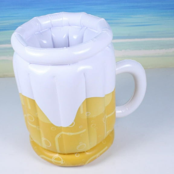 FESTFENDS Durable Inflatable Ice Bucket PVC White Beer Cooler for Outdoor Parties 12.5in