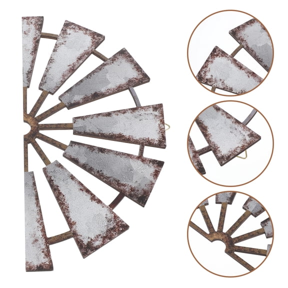 FESTFENDS Farmhouse Country Wall Decor Wooden Windmill Sculpture with Hollow Artistic Design