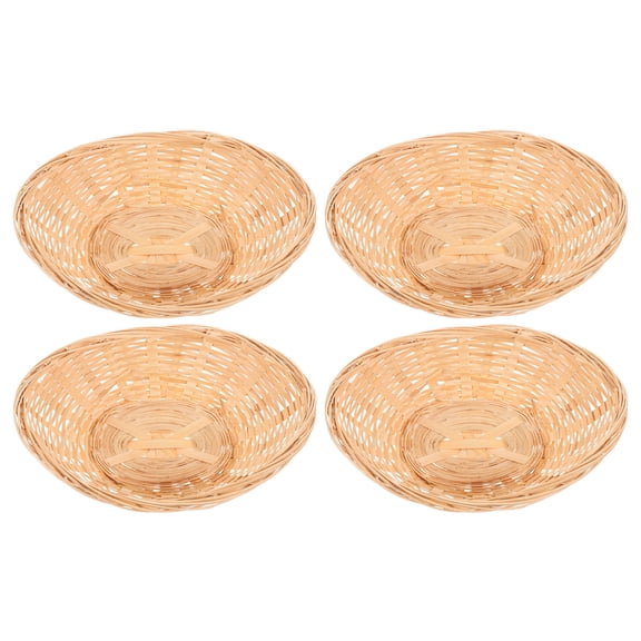 FESTFENDS Food Basket Wicker Basket with Lid Khaki Food Storage Cafes Daily Use 4Set