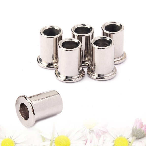 FESTFENDS Guitar Accessories 6Pcs String Ferrules in Silver for Electric Guitar Parts and Maintenance Total Length 9.5mm