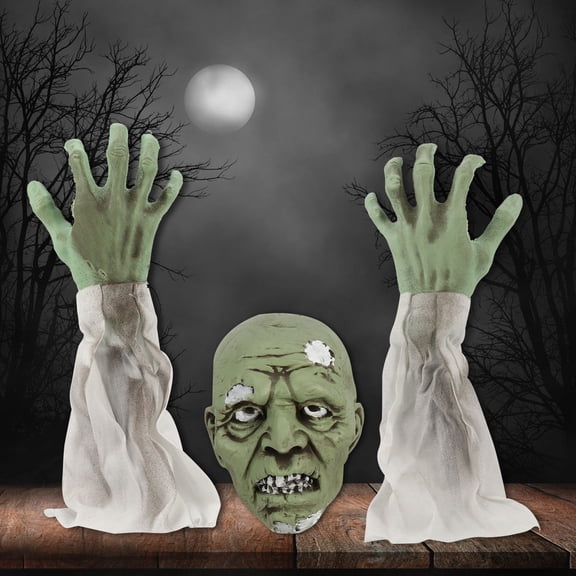 FESTFENDS  Hands  Decor Zombie Face Arms Green Plastic Scary Decoration 1 Set