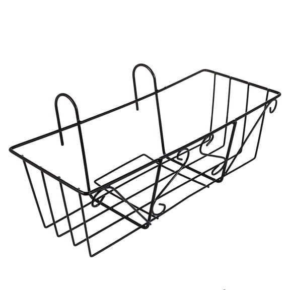 FESTFENDS Black Metal Flower Pot Shelf Hanging Bracket for Balcony Window Storage