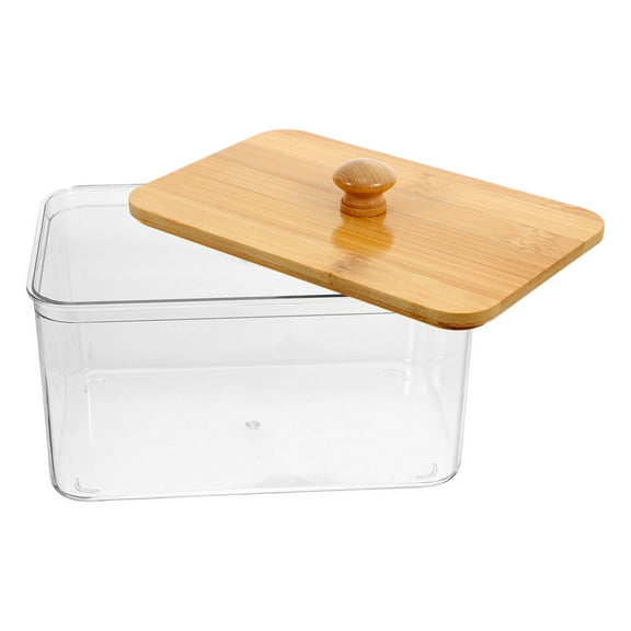 FESTFENDS Laundry Soap Holder 1Set Transparent Rectangular Bamboo Wood Material for Homeowners and Families