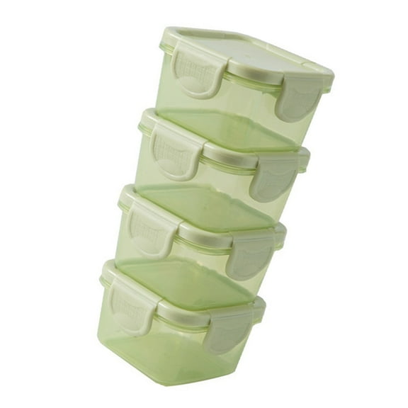 FESTFENDS Light Green Food Storage Containers for Fridge Portable Vegetable Box Set of 4, PP Material, Fresh Keeping