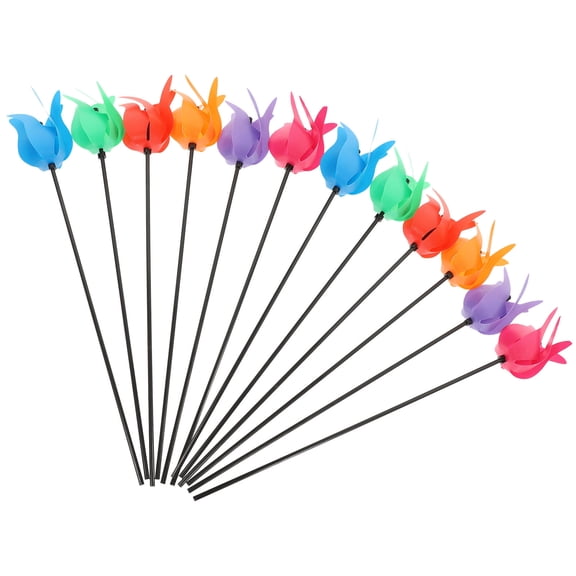 FESTFENDS Lovely Pinwheels Spring Tulip Decorative Windmills 12pcs Yard Garden Decorations Random