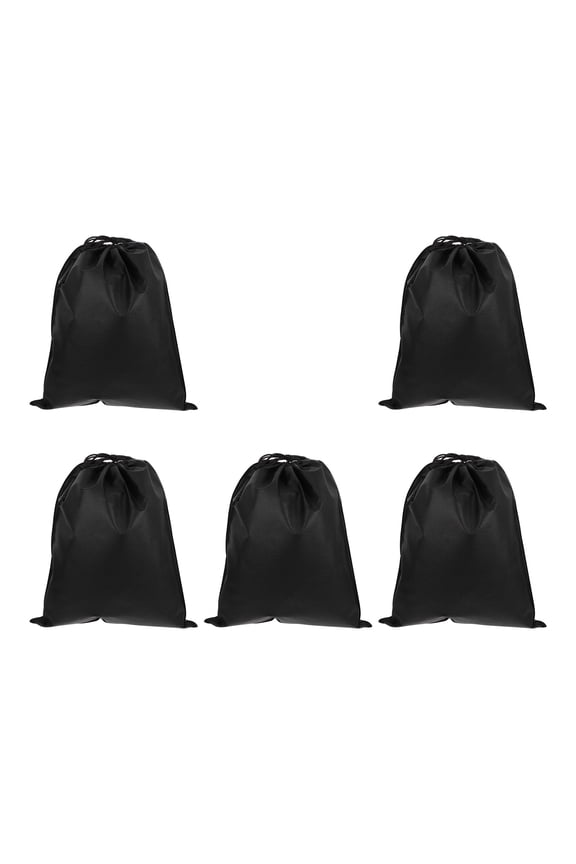 Portable Shoes Bag in Black Made of Nonwoven Fabric for Storage with Drawstring Design and Large Capacity