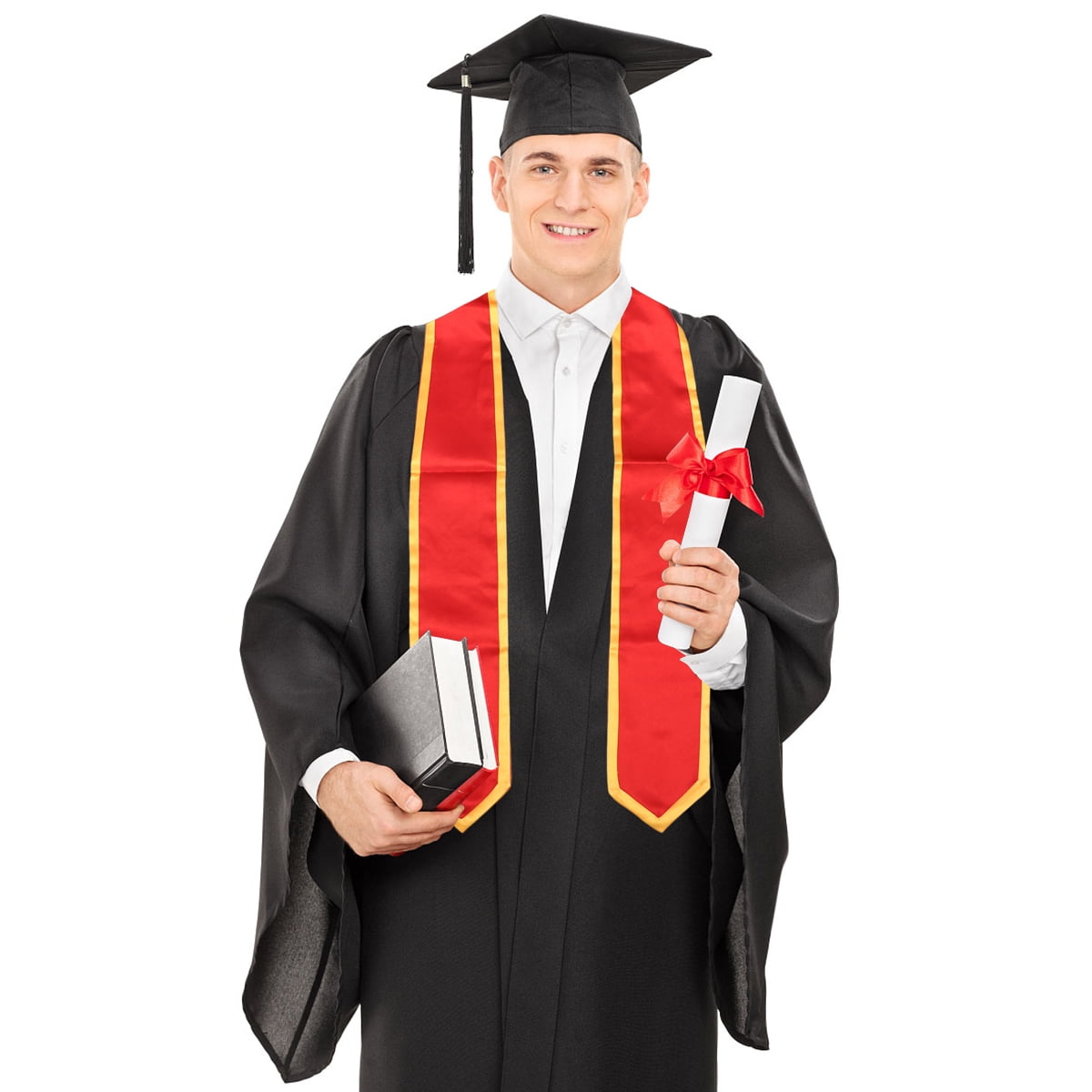 FESTFENDS Red Graduation Sash Stole, Decorative Comfortable Cloth ...