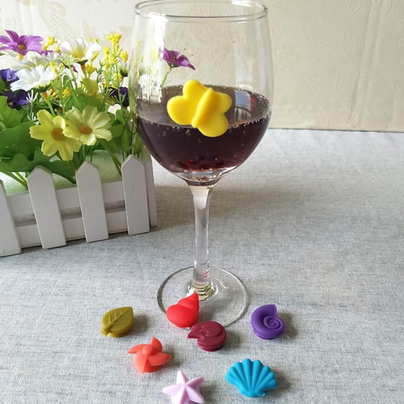 FESTFENDS 16Pcs Assorted Shape Drink Markers Silicone Cup Labels for Wine Glass Identification